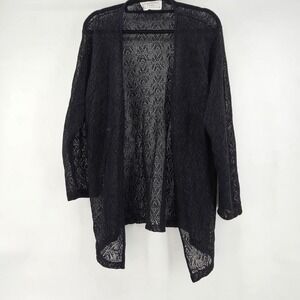Vintage Giorgio Fiorlini Black Open Knit‎ Cardigan Size 18/20 Whimsigoth Office